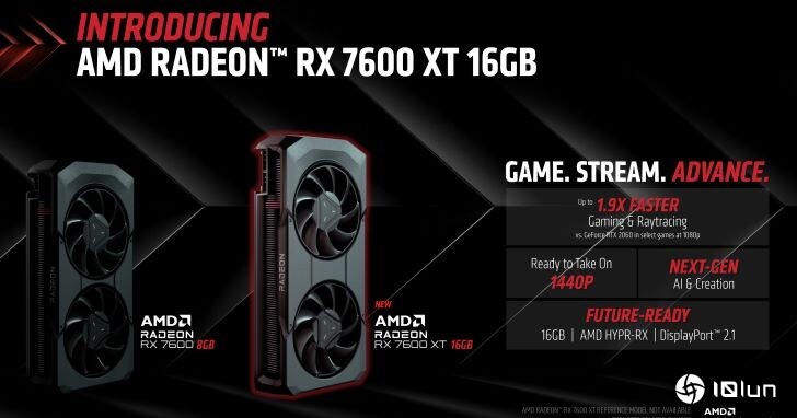 AMD发布Radeon RX 7600 XT显卡，16GB显示内存规格更强大