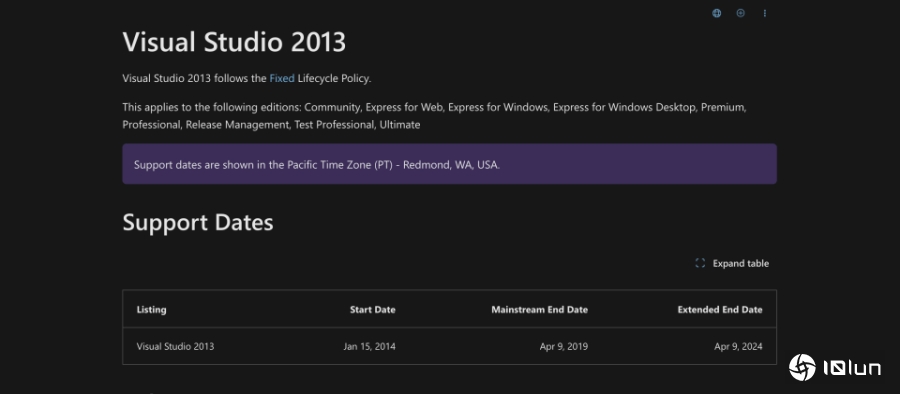 微软将于4月9日终止Visual Studio 2013延伸支持服务