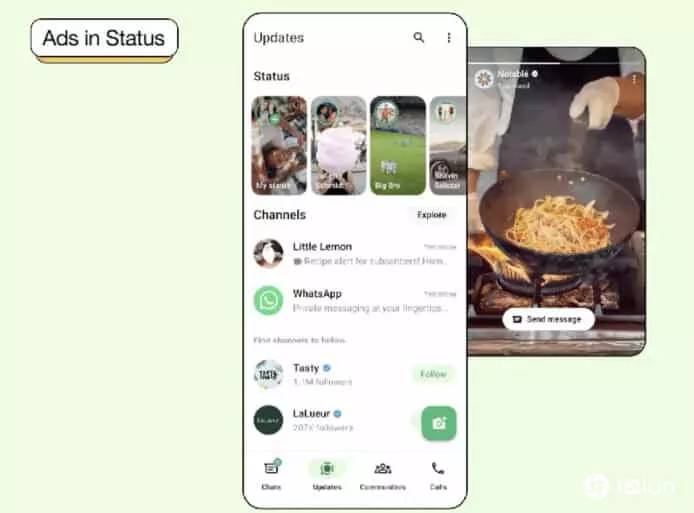 Meta于WhatsApp加入广告　于动态Status功能中显示广告内容