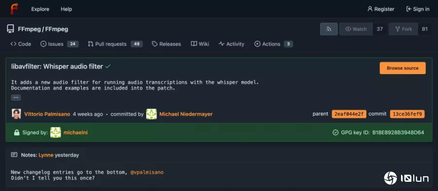 影音处理框架FFmpeg 8.0添加Whisper过滤器，让视频转换可同步语音转录