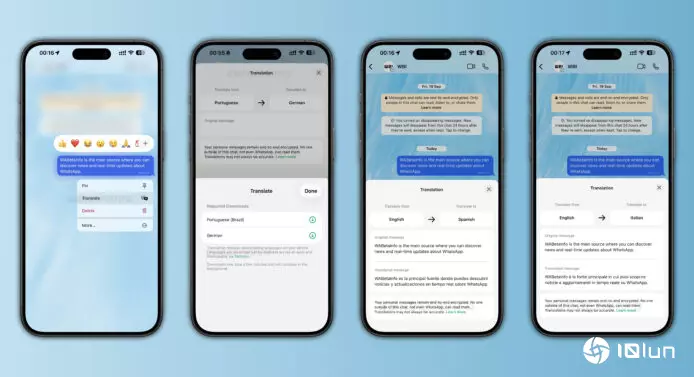 WhatsApp iOS版加入消息翻译功能　支持19种语言设备本机处理