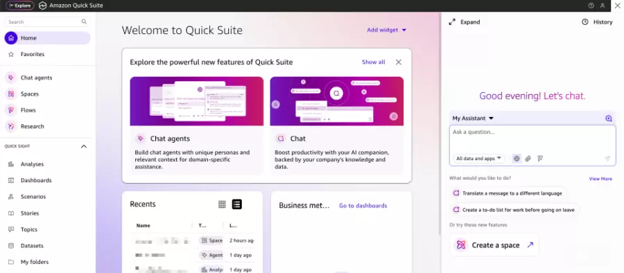 AWS推出Quick Suite集成研究、商业智能与自动化的代理式AI平台