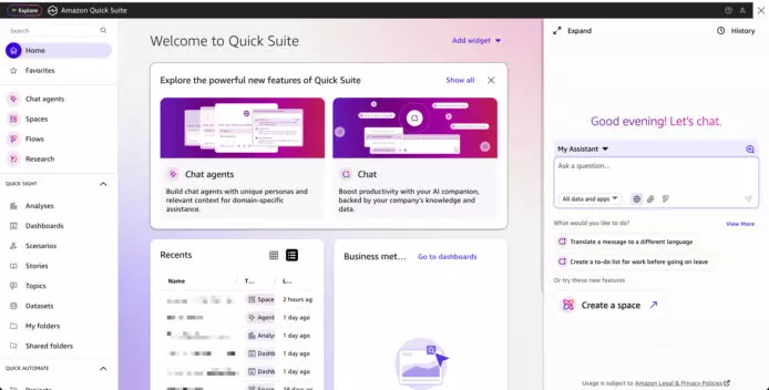 Amazon Quick Suite正式登场　AI智能助手一站式问答，自动化行动