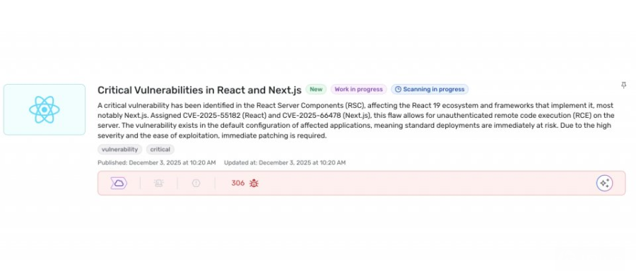 React 19服务端组件出现RCE零验证漏洞，波及Next.js等多个框架