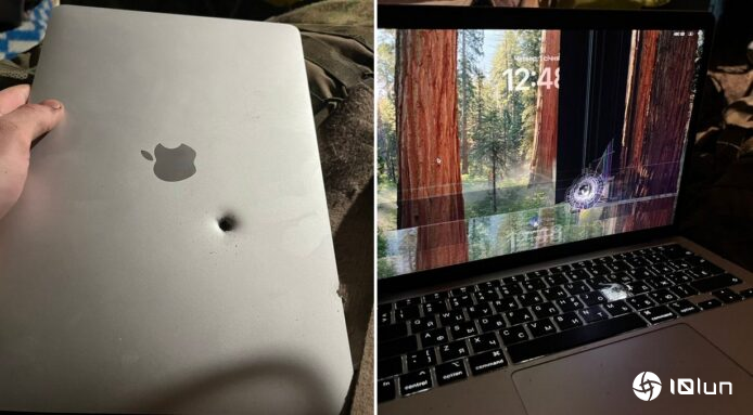 MacBook Air战场上被炮弹碎片击中　开机后仍能运行网络用户惊叹坚固程度