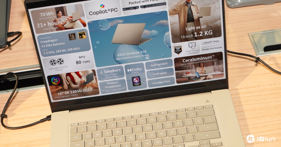 Asus Zenbook A系列Snapdragon X2 Elite新机型，搭载18核心处理器与80 TOPS NPU